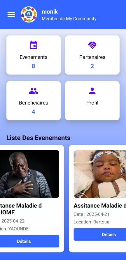 Tableau de bord My Community