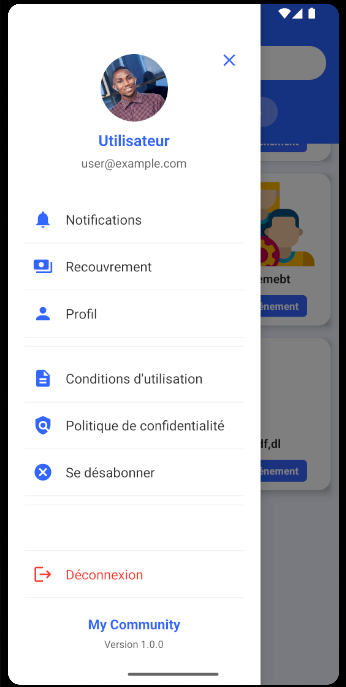 Interface communautés My Community